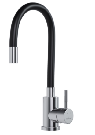 Смеситель для кухни 35k MIXLINE МЛНС-0325 ЧЕРНЫЙ гибкий силиконовый излив