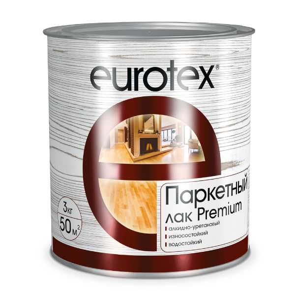 Лак паркетный 2,5кг глянец алк-урет EUROTEX Premium Рогнеда