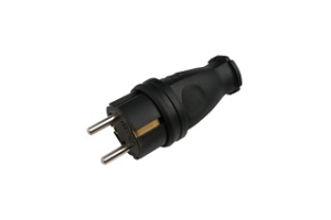 Вилка прямая 2Р+РЕ 250В IP44 16А каучуковая UNIVersal