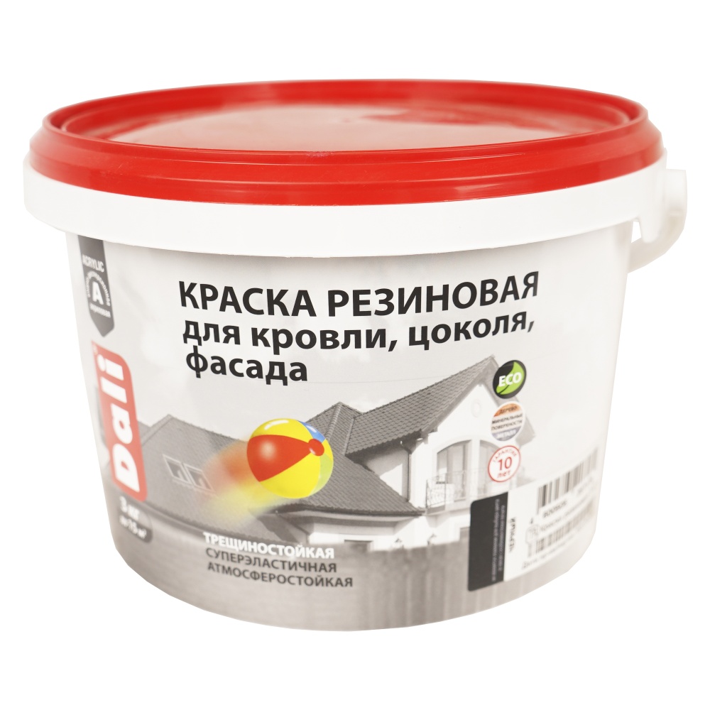 Краска ВД резиновая 3кг черная DALI Рогнеда