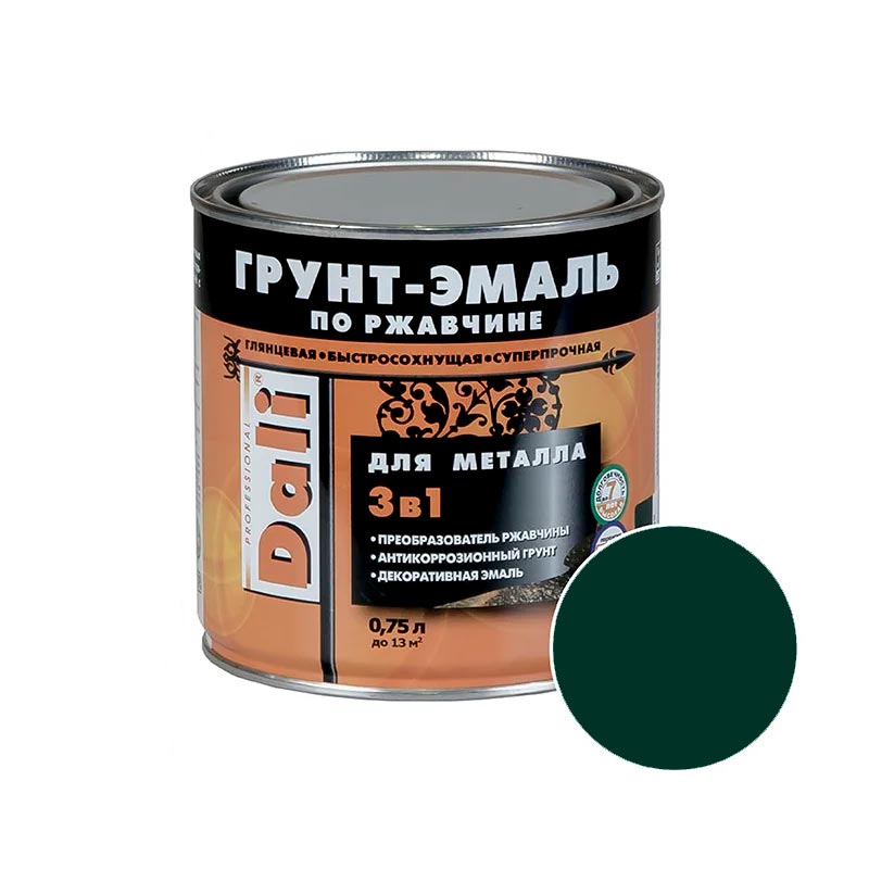 Грунт-эмаль по ржавчине алкидная 0,75л зеленый мох (6005) РОГНЕДА