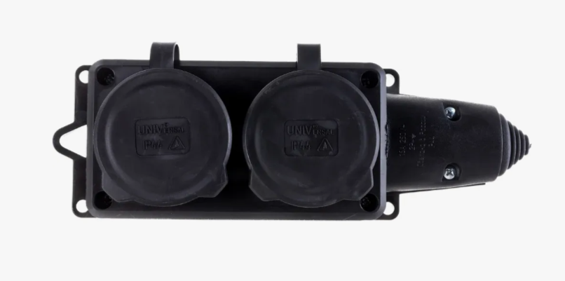Колодка 2-х местная каучук с заглушк 16А IP44 250В