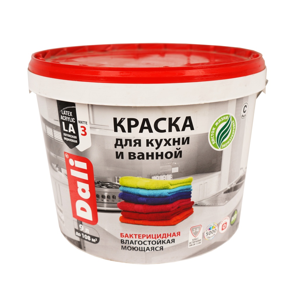 Краска ВД кух/ван 0,9л база А моющ DALI Рогнеда