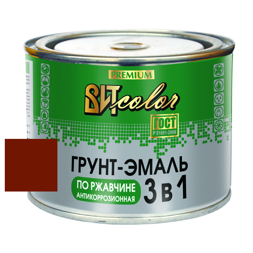 Грунт-эмаль по ржавчине 3в1 1,8 кг красно-коричневая ВИТ color
