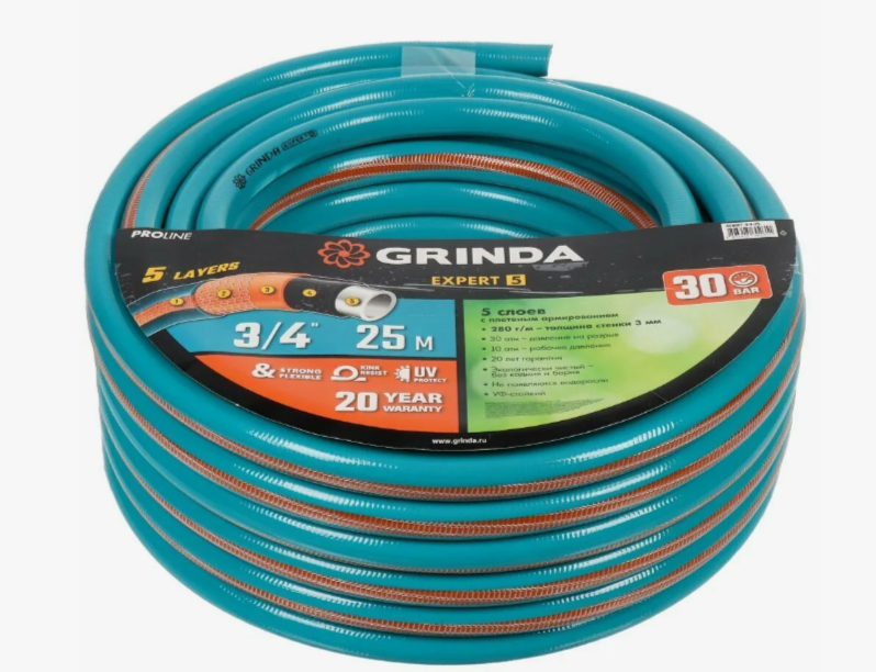 Шланг полив 3/4 25м 6-слойн GRINDA 25атм