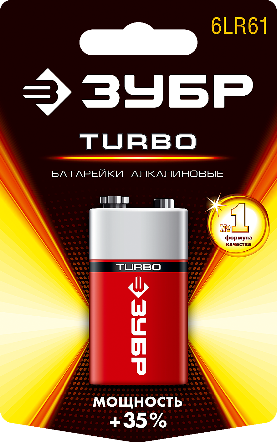 Элемент питания крона BL1 6LR61 9V ЗУБР Турбо
